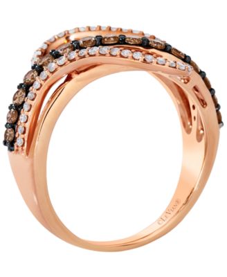 Vanilla Diamond (1/4 ct. t.w.) & Chocolate Diamond (11/25 ct. t.w.) Ring in 14k Strawberry Gold