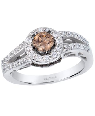 Chocolate Diamond (0.54 ct. t.w.) & Vanilla Diamond (0.45 ct. t.w.) Bridal Ring in 14k Vanilla Gold