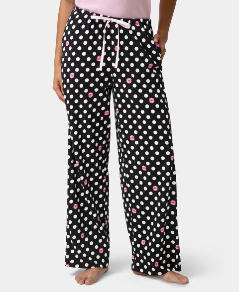 Женские брюки Hue Cotton Printed Mid-Rise, цвет: Чёрный