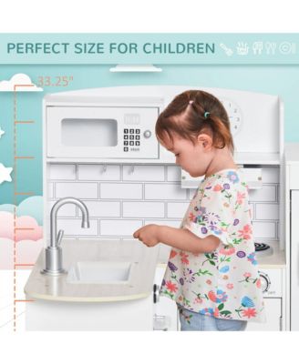 Corner Kids Play Kitchen Set with Detachable Refrigerator Sink and Fourteen Accessories for Ages Three and Up