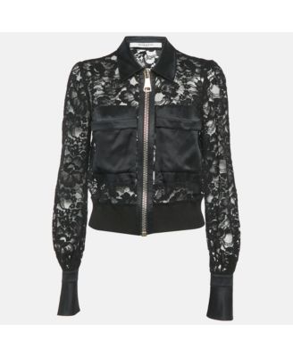 Women's Black Lace And Satin Sheer Jacket