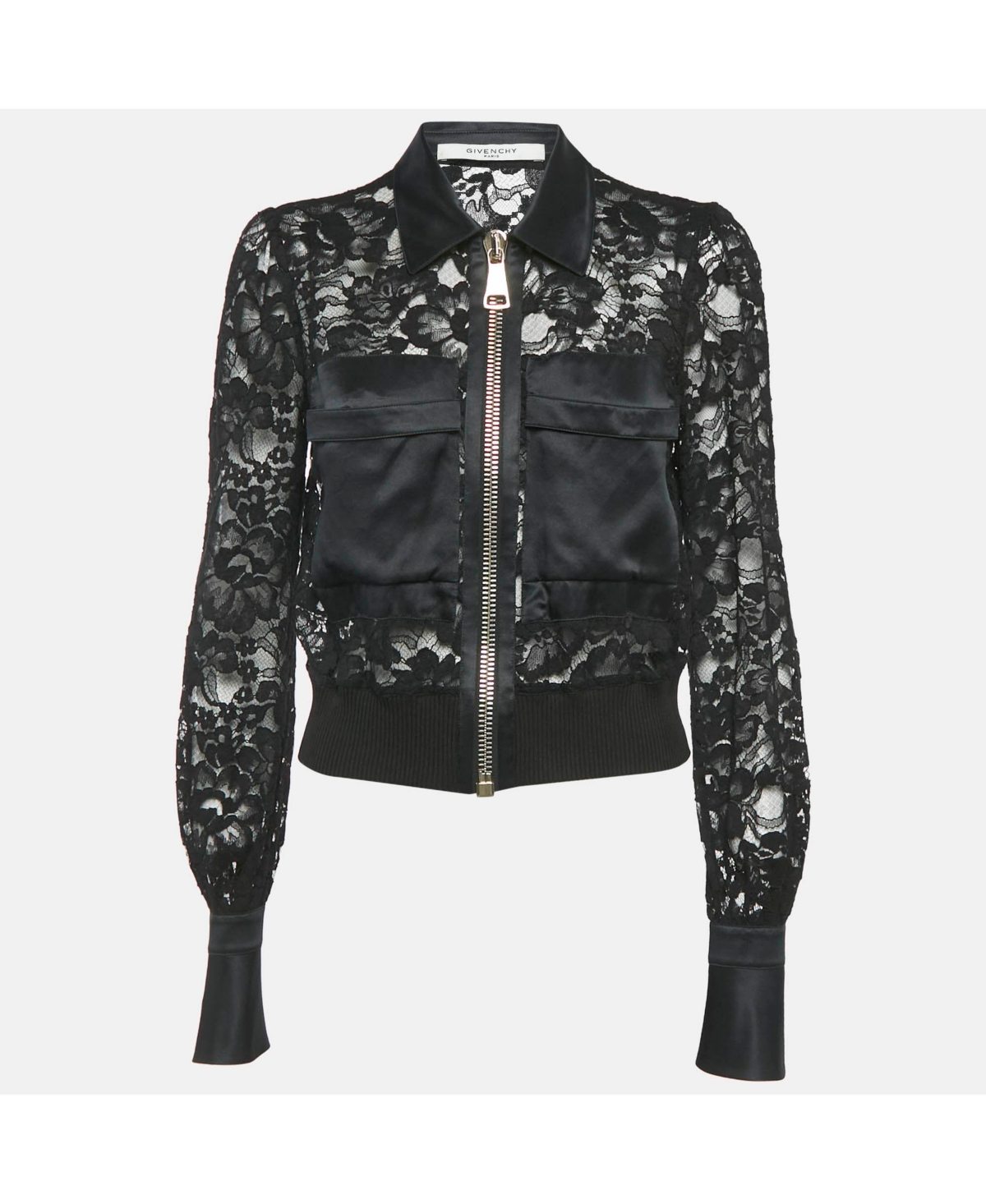 Pre-Owned Givenchy Women's Black Lace And Satin Sheer Jacket