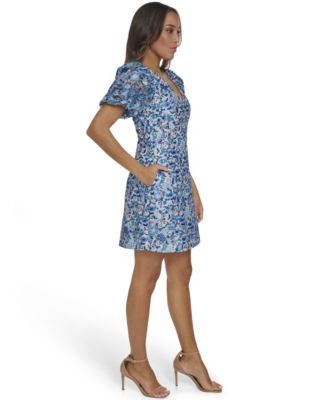 Petite V-Neck Short-Sleeve Fit & Flare Dress