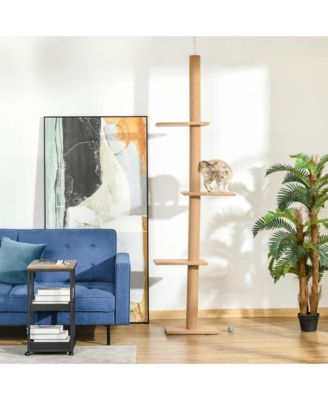 Brown Floor-to-Ceiling Cat Tree with Sisal Scratching Posts