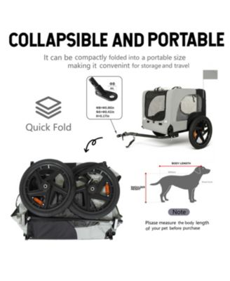 Zeus & Ruta Black+Dark Gray Outdoor Heavy Duty Collapsible Kitten Bike Trailer