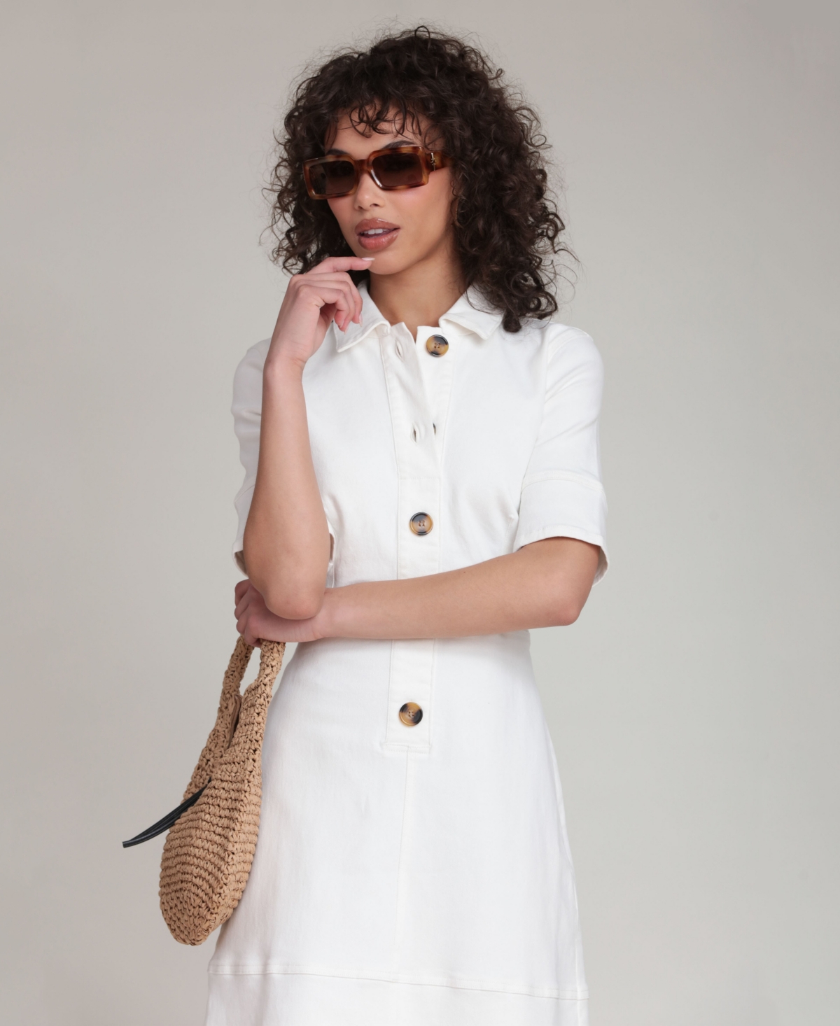 Avec Les Filles Women's Denim Midi Shirtdress