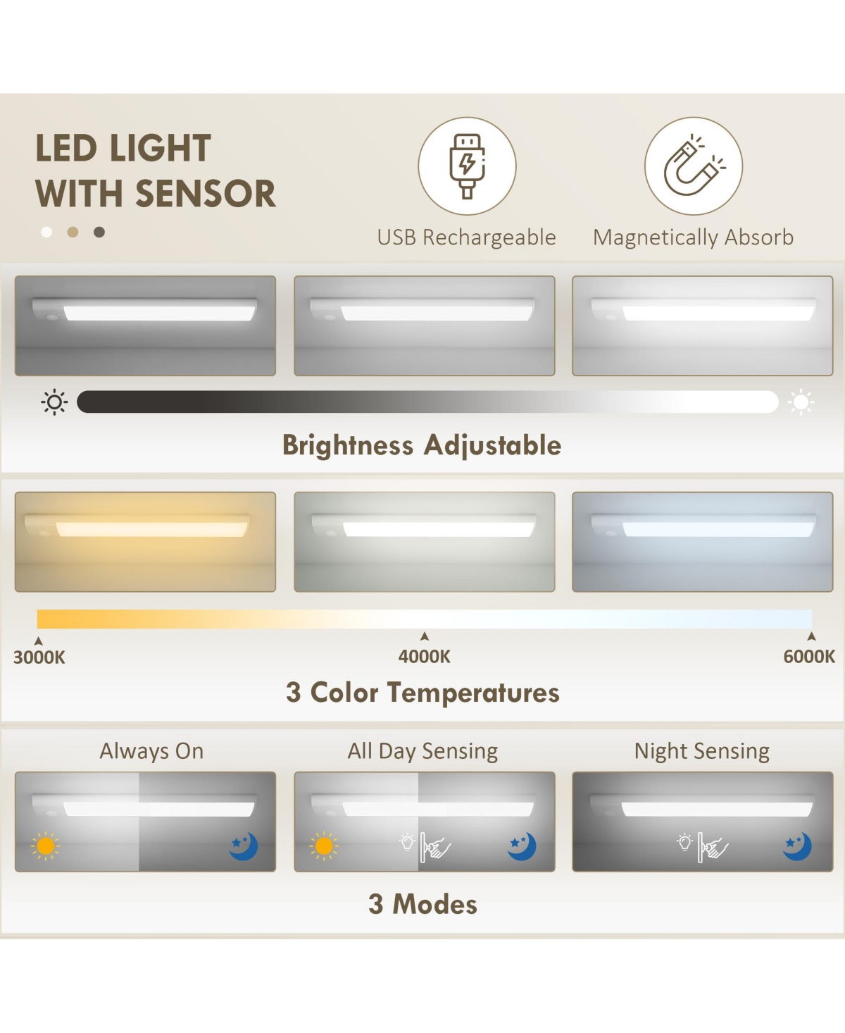 Homcom 64" Kitchen Pantry Storage Cabinet with Motion Sensor Light