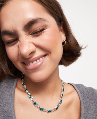Sterling Silver Green Crystal Collar Necklaces
