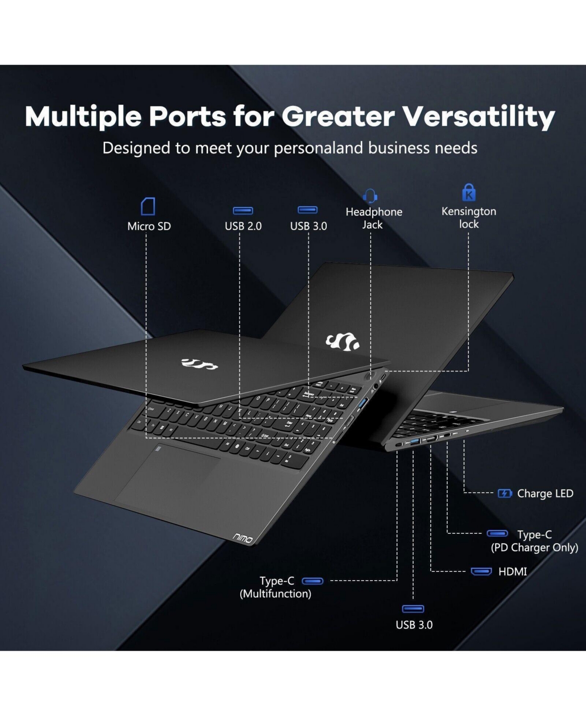 Nimo 15.6" Fhd Ips Laptop, 8 Cores Intel i5-12450H 16GB Ram 1TB Ssd WiFi 6