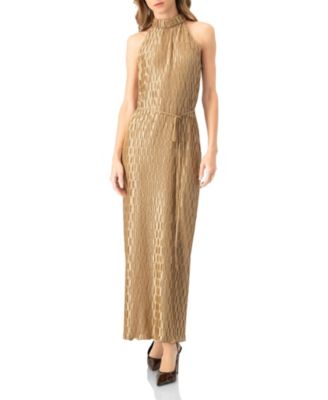 Women's Pleated Halter-Neck Long Dress