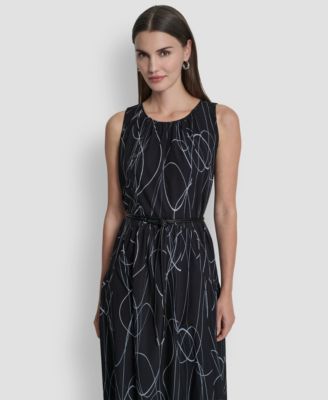 Women's Sleeveless Drop Waist Midi Dress