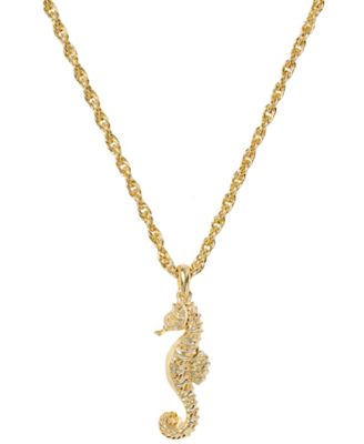 Seahorse Short Pendant Necklace in 14k Gold Over Brass