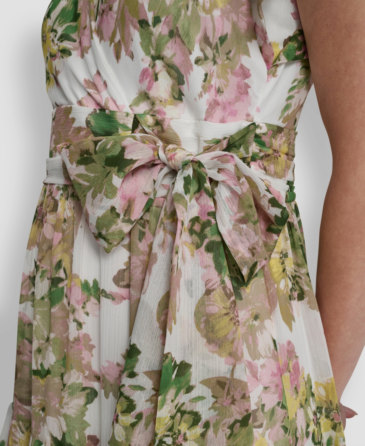 Dkny Women's V-Neck Tiered Long Dress