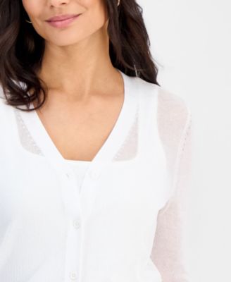 Petite Button-Front Cardigan