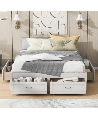 Queen Size Platform Bed with 6 Storage Drawers