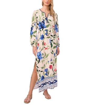 Women's V-Neck Long-Sleeve Maxi Dress