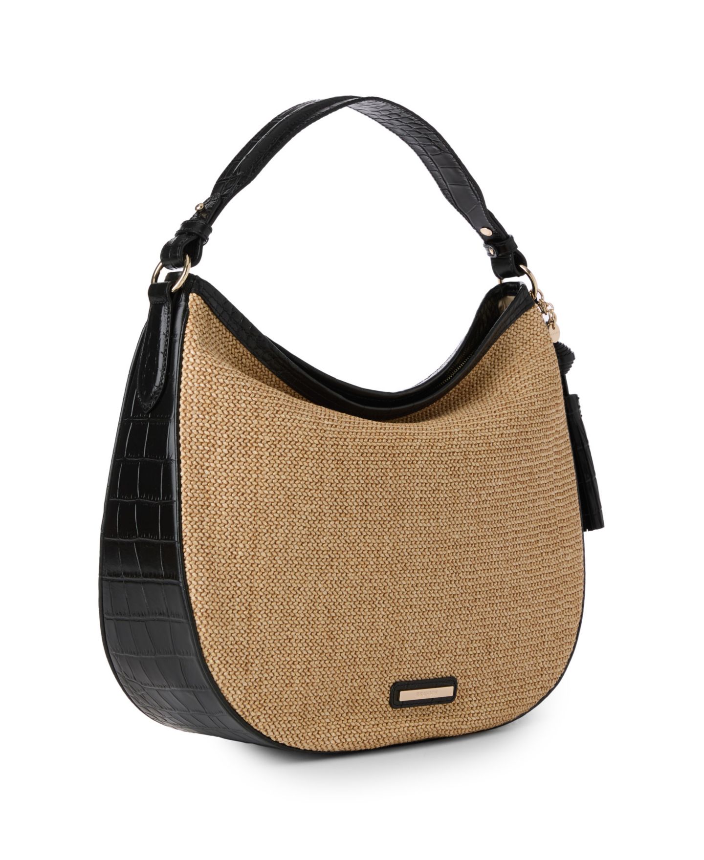 Женская сумка Brahmin Kathleen Folsom Medium Raffia Hobo Shoulder, цвет: Чёрный — фото 3