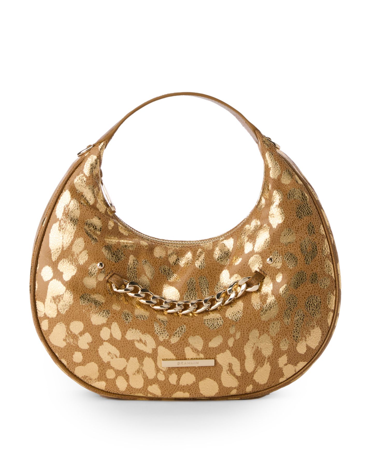Женская сумка Brahmin Mindy Glimmer Small Leather Crescent Crossbody, цвет: Золотой — фото 5