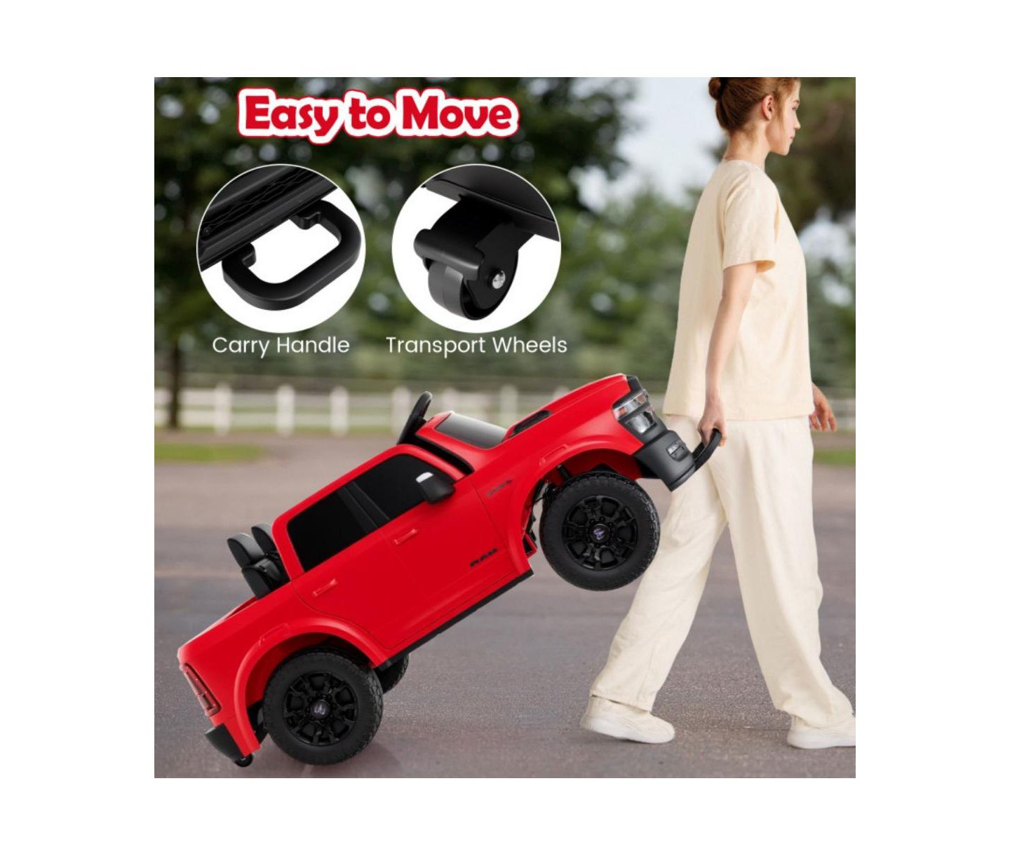 Детская игрушка HONGGE Two-Seater Ride-On Truck with Remote Control & Dual Motors, 2-Seater, Ages 3+, цвет: Красный — фото 4