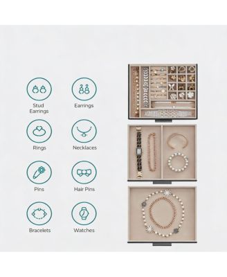 3-Layer Jewelry Box with Glass