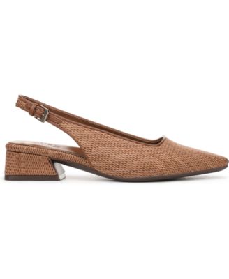 Women's Ginger 2 Snip Toe Asymmetrical Low Block Heel Slingbacks