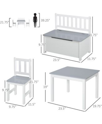 Kids Table and Chair Set with Storage Bench for Ages Three and Up