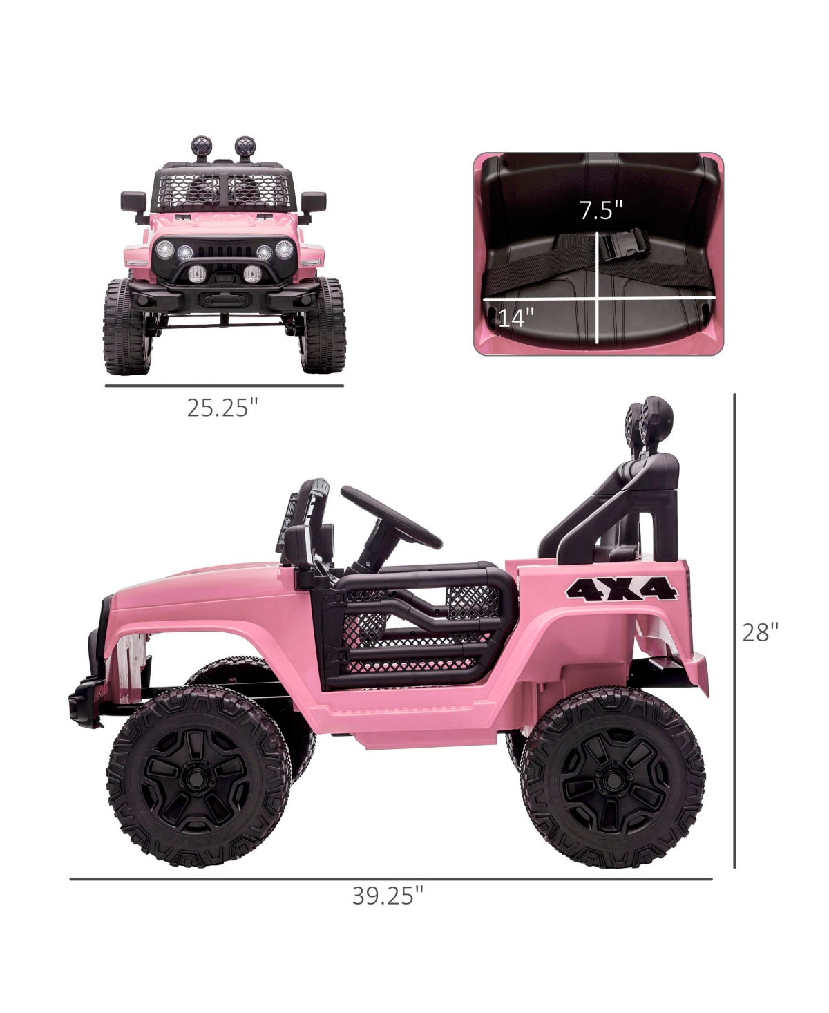 Hongge Kids Electric Ride On Car with Parent Remote Suspension and Lights for Ages 3 to 6