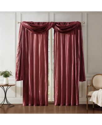 Athena Faux Silk Window Curtain and Scarf Set
