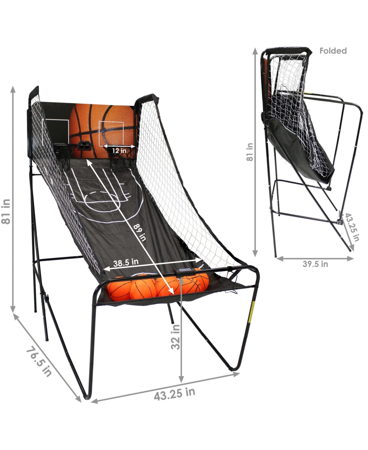 Sunnydaze Decor 81 in Folding Indoor 2-Player Arcade Basketball Game with Scorer