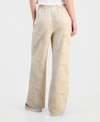 Juniors' Lightweight Printed Wide-Leg Pants