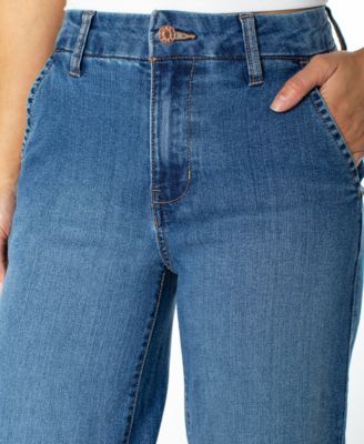 Juniors' High-Rise Wide-Leg Trouser Jeans
