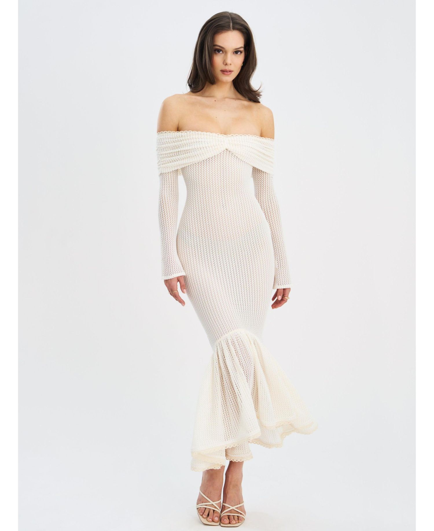 Women's Kaedyn Off Shoulder Long Sleeve Crochet Mermaid Maxi Dress