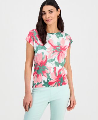 Petite Printed Dolman-Sleeve Sweater