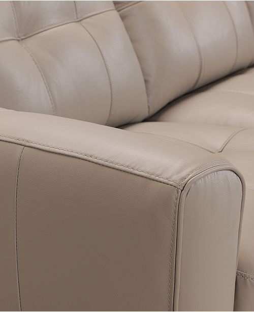 Furniture Kaleb 61" Tufted Leather Loveseat, Created for Macy's