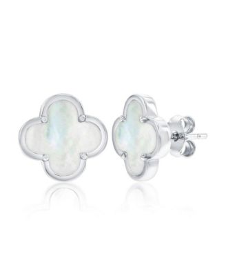 Sterling Silver, Mother of Pearl Clover Studs