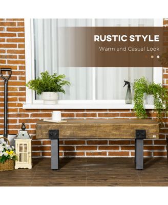 48" Garden Bench with Metal Legs, Rustic Wood Effect Concrete Dining Bench