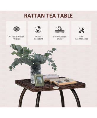Rat Wicker Side Table for Outdoor Garden Balcony Backyard