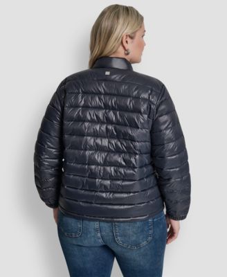 Plus Size Moto Collar Short Packable Coat