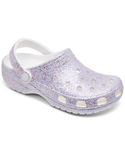 Сабо Crocs Glitter Classic Clogs from Finish Line для девочек, цвет: Белый