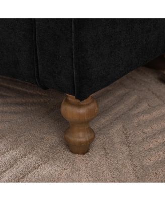 Modern Upholstered Storage Bench with Double Lids & Rolled Armrest - Black