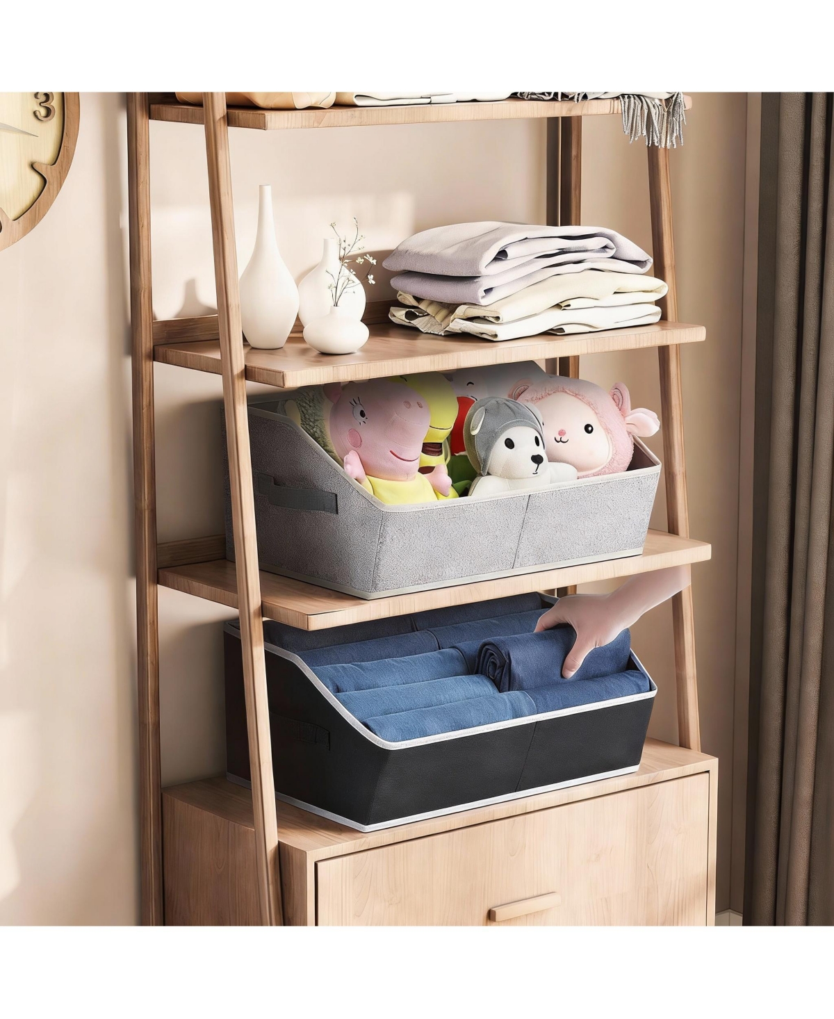 Yigii Large Collapsible Fabric Storage Bins with Handles for Clothes Towels