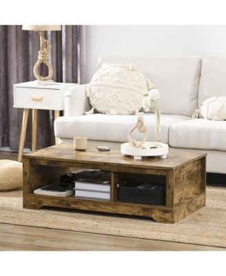 Vintage Rustic Table with Storage for Living Room,