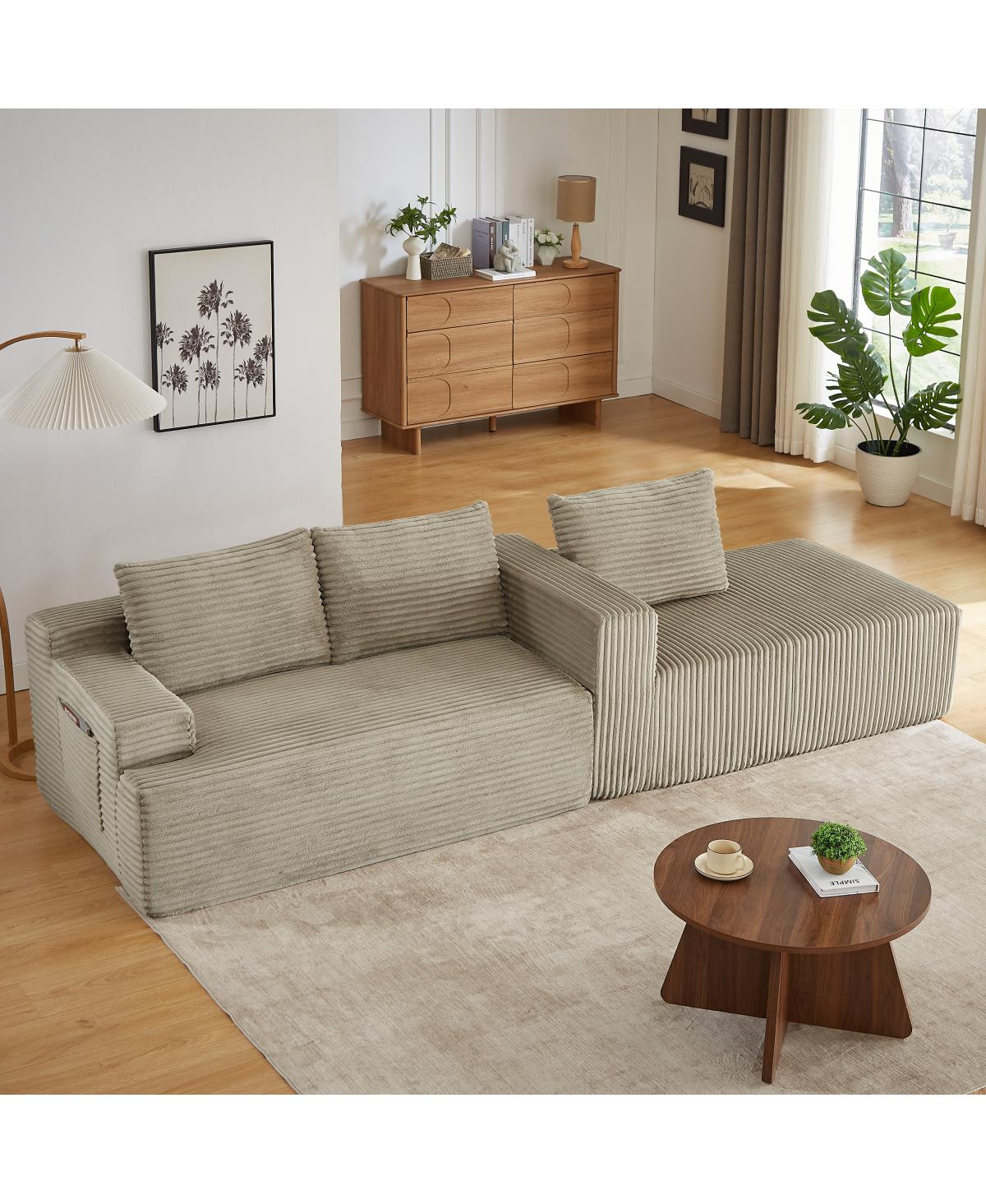 Streamdale Furniture L-Shaped Cloud Sectional Sofa, Camel