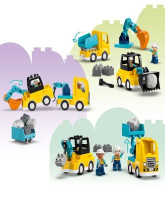 DUPLO Town 3 in 1 Construction Vehicles Building Kit 10475, 22 Pieces