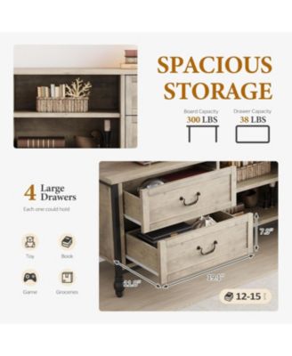 TV Stand for up to 70 Inch TV Mid Century Entertainment Center with 4 Drawers and Open Shelves, Media Console Table TV Console Table