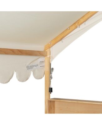 Wooden House Daybed with Fence, Storage, Curtain & LED