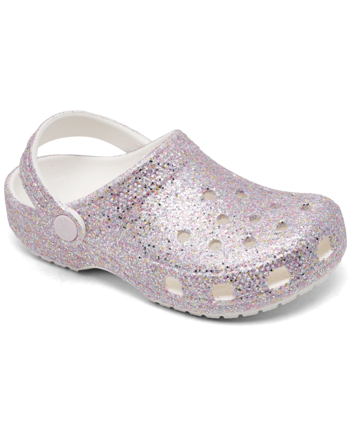 Сабо Crocs Glitter Classic Clogs from Finish Line для девочек, цвет: Белый — фото 1