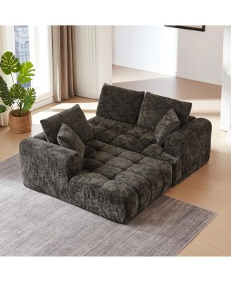 Chenille L-Shape Luxury Sectional Sofa, Minimalist Design, Comfy Sleeper Couch