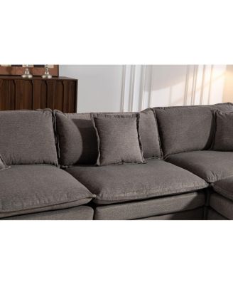 Modern 3-Seat Sectional Sofa with Ottoman & Pillows (114.17") - 2 Colors