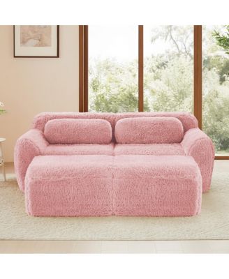 Plush Boneless Sofa with Ottoman, No Assembly Required, Anti-Slip Bottom